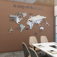 3d acrylic world map wall stickers solid crystal mirror wallpaper living room office sofa tv background wall decoration stickers
