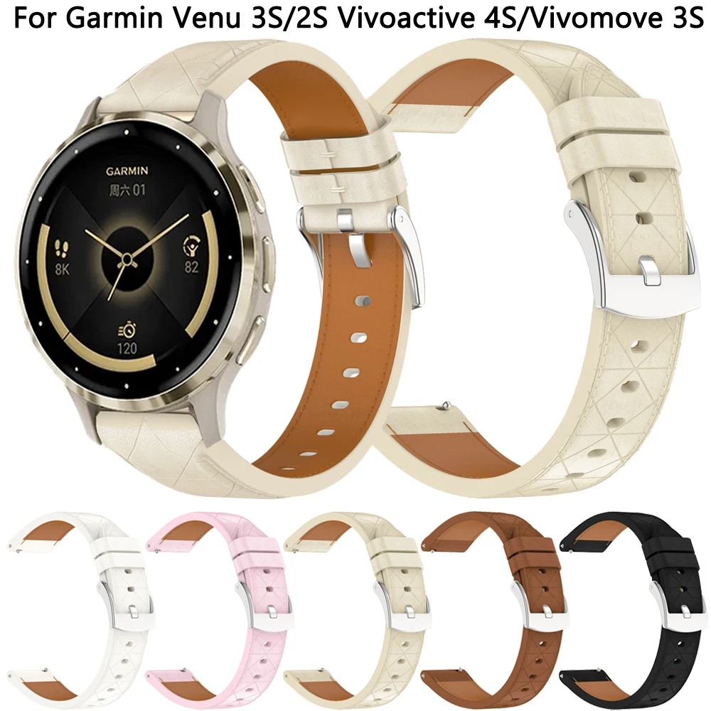 Ремешок 18 мм для Garmin Venu 3S 2S Vivoactive 4S Vivomove ремешок часов девочек Forerunner 265S 255S кожаный