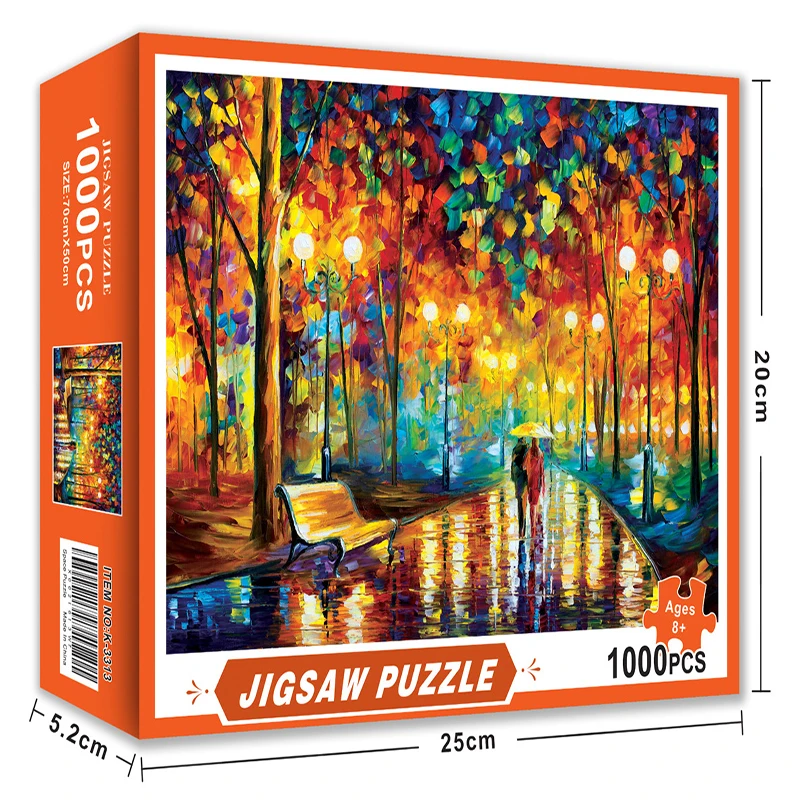 

New 1000 Piece Puzzle For Adults Walking in Rain High Quality Paper Jigsaw 70*50cm Challenge Game Fidget Toy Gift Box Design