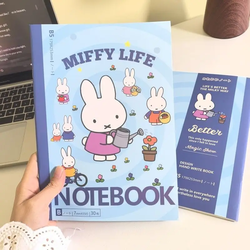 Фото Набор из 4 тетрадей Miffy Rabbit B5, 30 страниц/книга, классический дизайн с линованными страницами, дневник, канцелярские товары для студентов, для заметок, подарок №4
