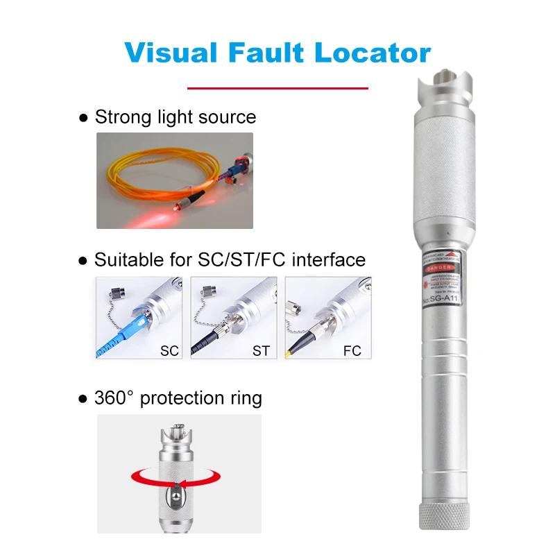 OPTFOCUS Visual Fault Locator 50km Laser Strong Light Source Optical Cable Tester 50mW High Quality Fiber Optic Tester Pen