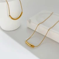 allnewme minimalist twist smile pendant chokers necklaces for women gold color snake chain titanium steel necklace 2022 hot sale