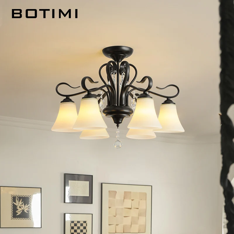 Французские Ретро Стеклянные Люстры Античный Американский Стиль Светильники