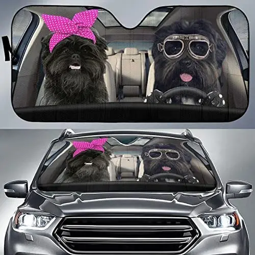 

Affenpinscher Driving Headband Eyeglasses Dog Couple Car Sunshade, Gift for Affenpinscher Dog Lovers, Car Windshield Auto Visor