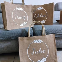 Personalized Beach Jute Tote Bag Reusable Shopping Storage Handbag Burlap Bag Custom Wedding Party Decoration Bridesmaid Gifts