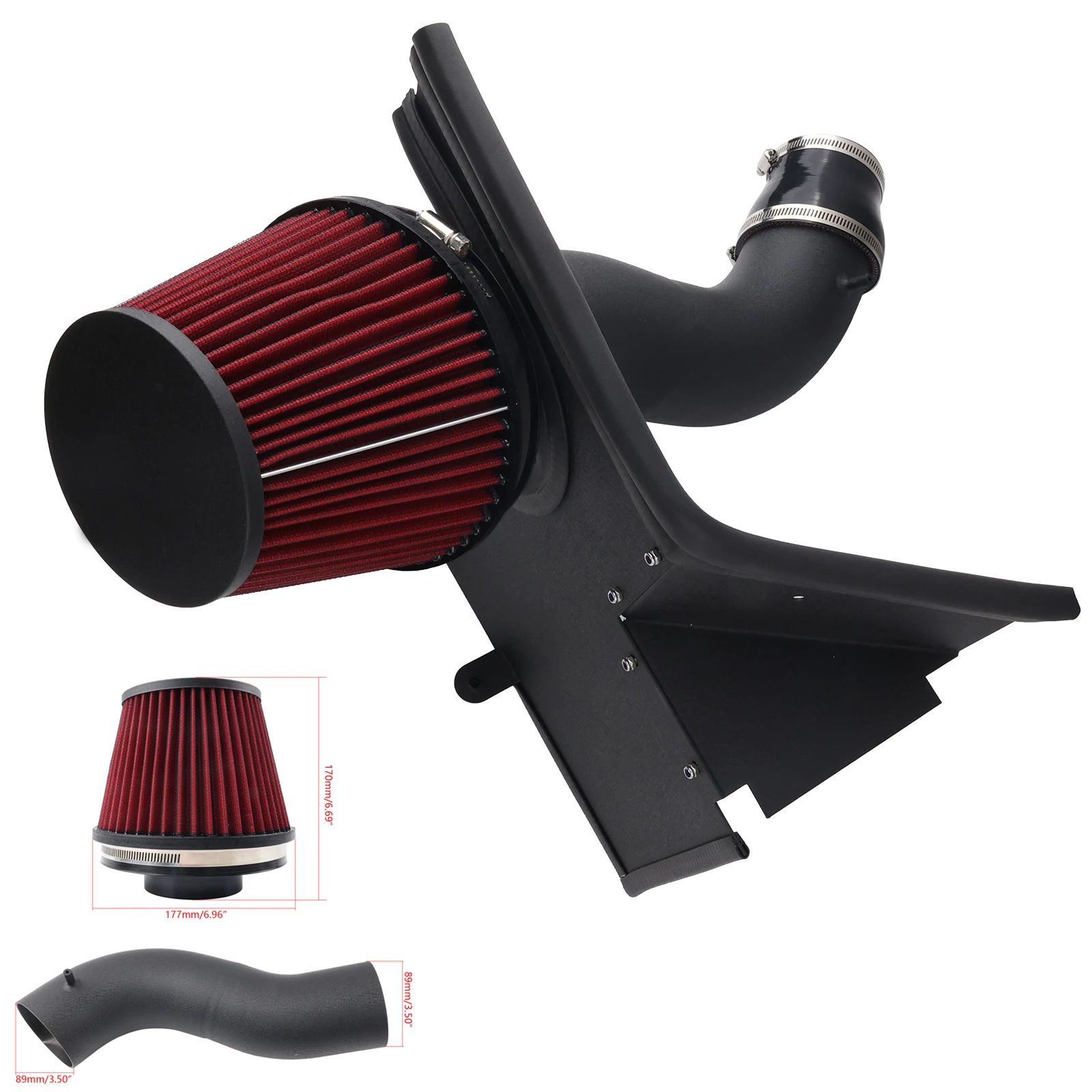 Комплект для впуска холодного воздуха High Flow Cold Air Intake для Audi S4 S5 Coupe Cabriolet, труба 3,5 дюйма, для двигателей B8 B8.5 3.0T  3.2L V6 (art.: 3920d91c4d5e2) - 3920d91c4d5e2
