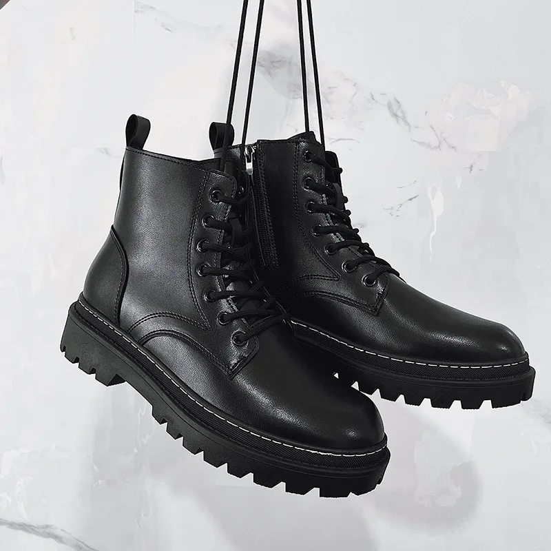 Men Shoes Outdoor Winter Boots Man Ankle Boots Leather Shoes High Top Sneakers Motorcycle Botas Hombre