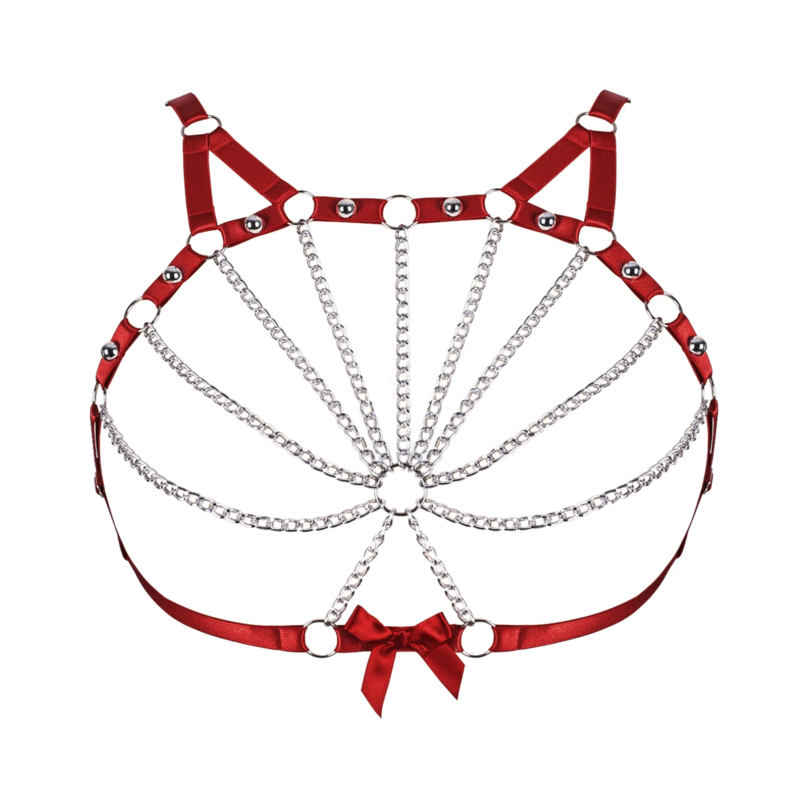 

Women Goth Harness belt Fetish Wear Crop Top Sexy Lingerie Cage Bra Colorful Body Harness Bra Elastic Adjustable Bralette