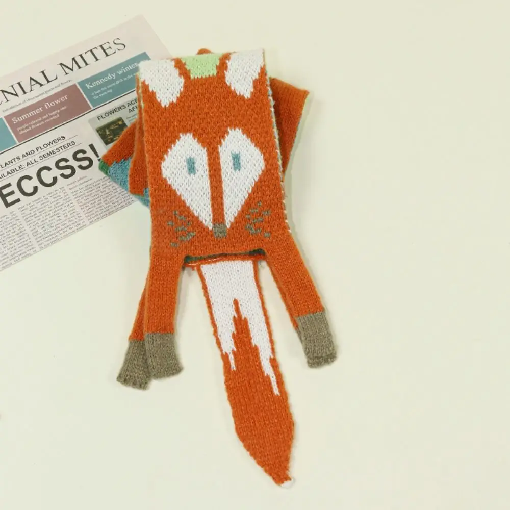 Модный осенне-зимний вязаный шарф детский мультяшный Лисий для мальчиков и