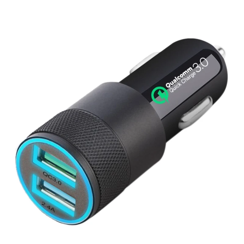 QC3.0 быстрое автомобильное зарядное устройство А с двумя USB-портами для