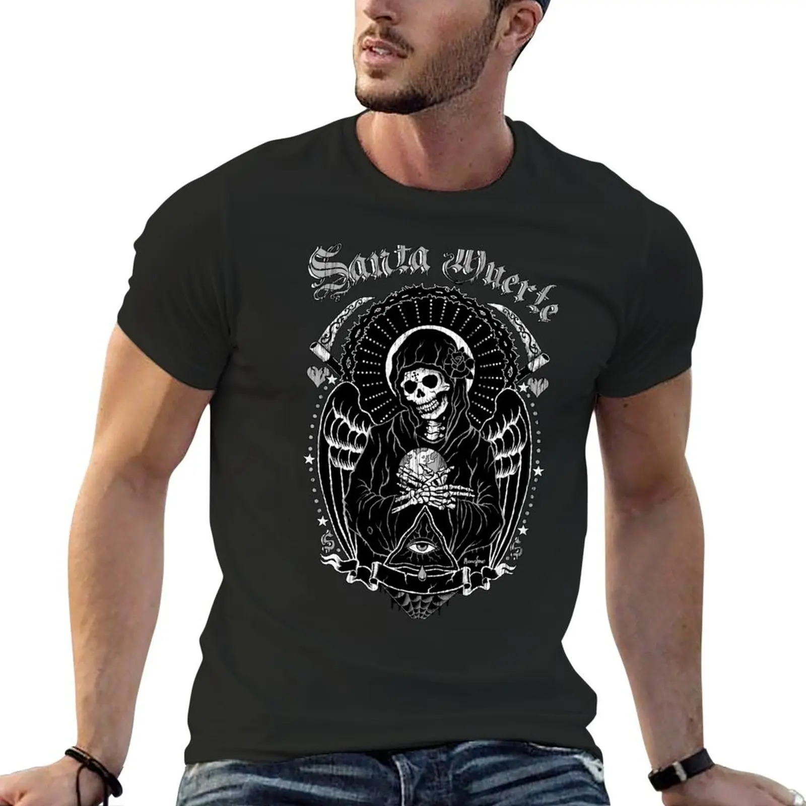 Футболка Holy Death Santa Muerte синие арховные быстросохнущие футболки большого размера