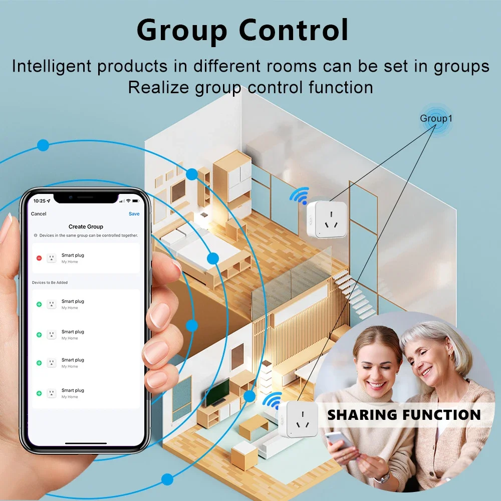 Умная розетка Tuya Wi-Fi интеллектуальная вилка AU с монитором мощности беспроводная