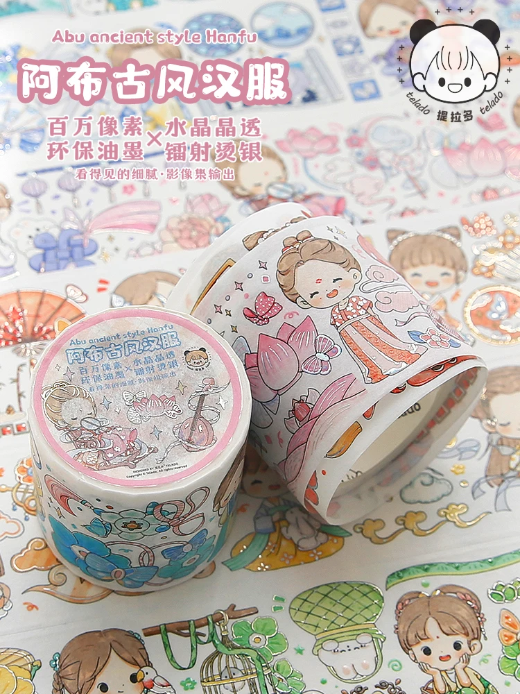

Lovely Vintage Hanfu Girl Special Oil Washi Tapes Bullet Journal Masking Tape Adhesive Tape DIY Scrapbooking Washi Sticker