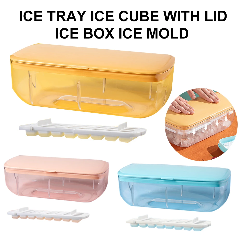 

Ice Cube Tray with Lid and Bin Quick Release Silicone Ice Cube Maker Mold with Container for Cocktail Whiskey Bar Kitchen Tools