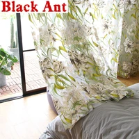 printing green leaves tulle window curtains for living room bedroom plant voile sheer curtains kitchen treatments panel drapes z