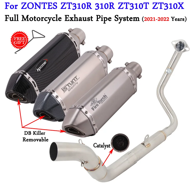 

Motorcycle Exhaust System Escape Modify Front Link Pipe Moto Muffler DB Killer For ZONTES ZT310R 310R ZT310T ZT310X 2021-2022