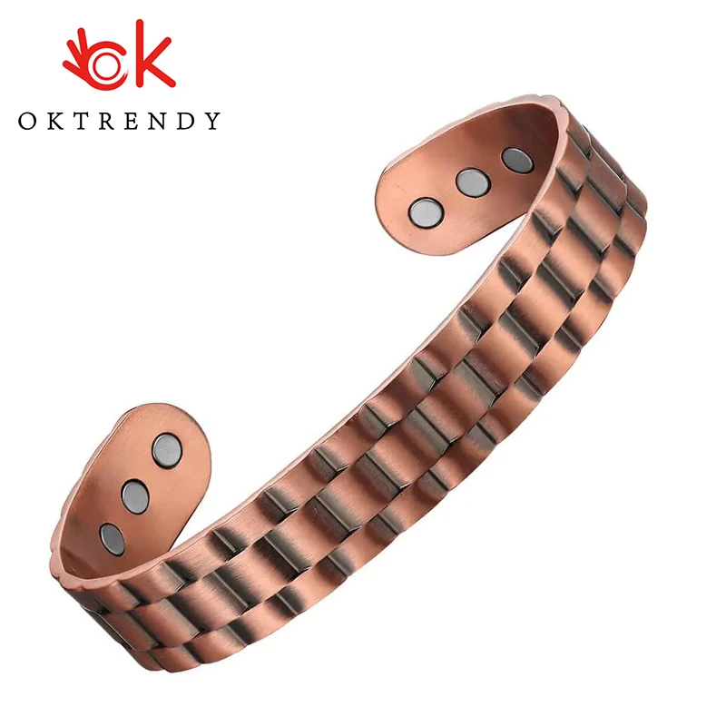 Магнитный медный браслет OKtrendy для мужчин Био энергия большая манжета открытый мужской унисекс снятие боли в запястье ювелирные изделия