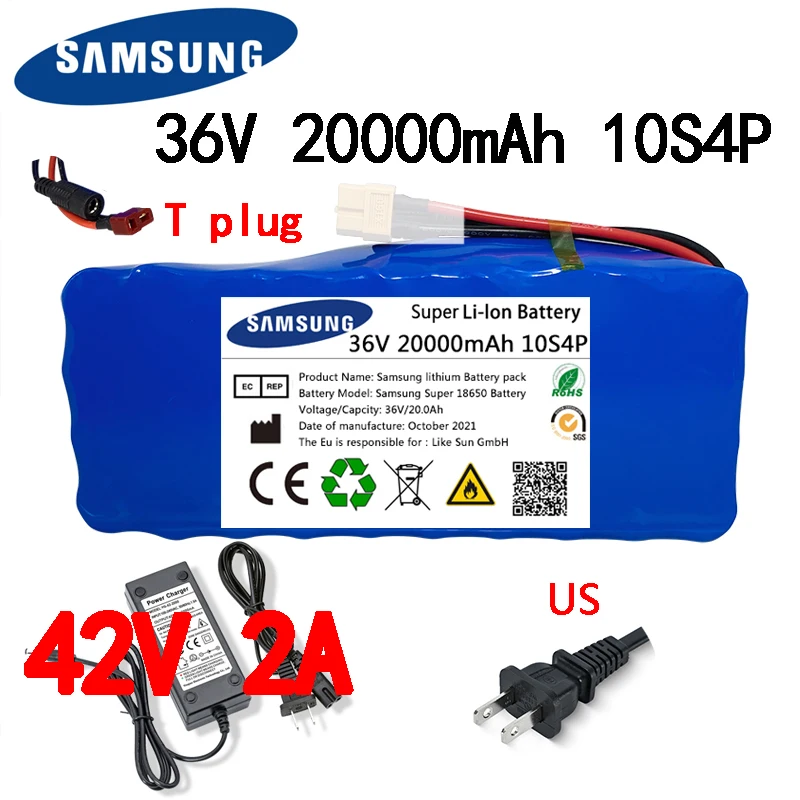 

100% Original 36V battery 10S4P 20Ah battery pack 500W high power battery 42V 20000mAh Ebike electric bike BMS+42V2A Charger