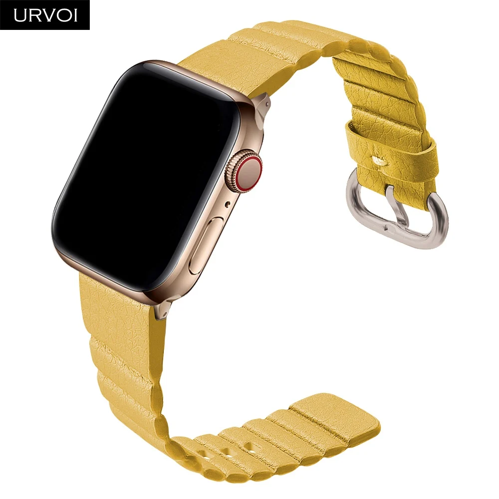 Кожаный ремешок URVOI для apple watch ultra series 8 7 6 SE 543 iwatch кожаный мягкий удобный
