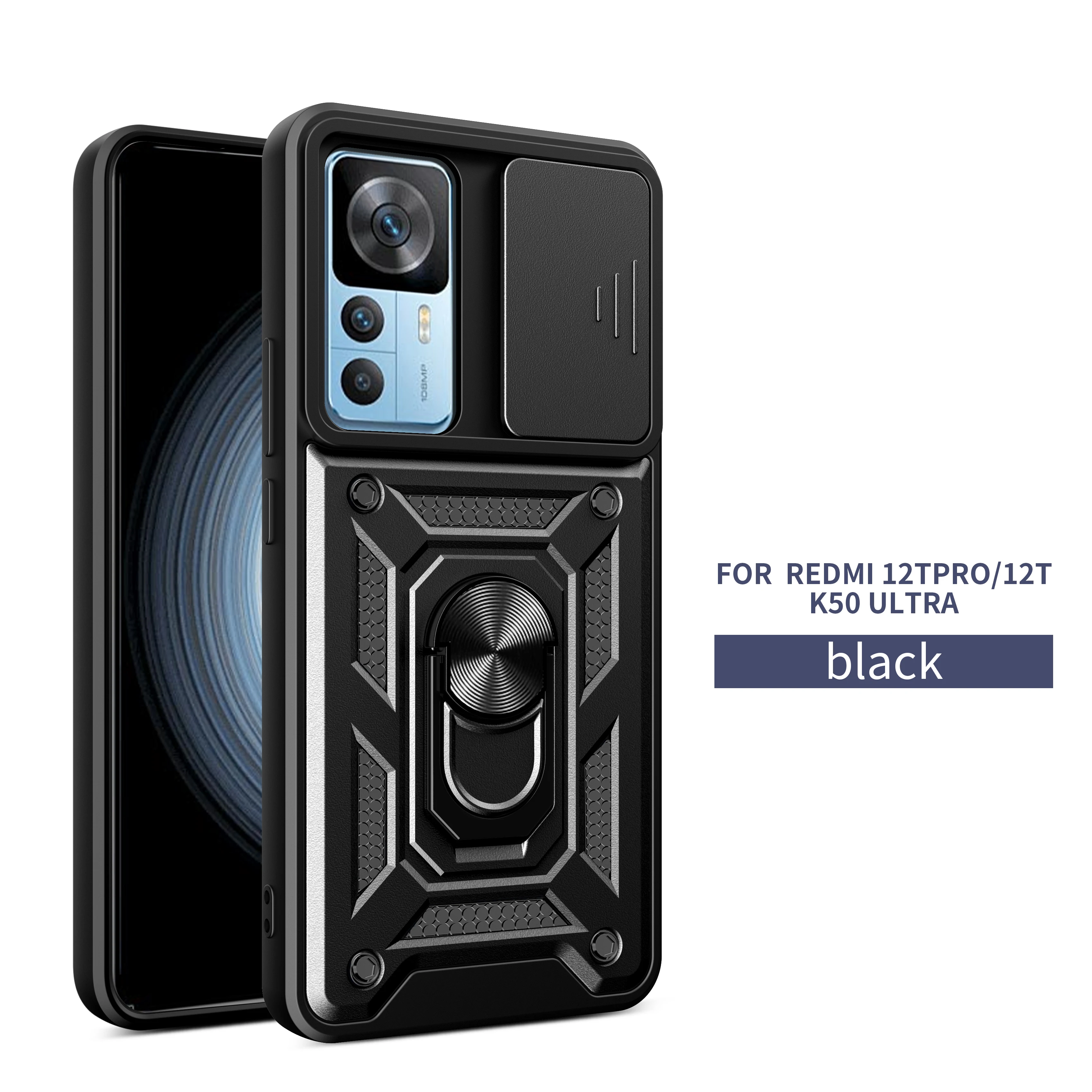 

For Xiaomi 12T Pro Case Multifunctional Armor Push Window Ring Holder Phone Case For Xiaomi 12 11 10 T 12Pro Cover MI 12T Funda