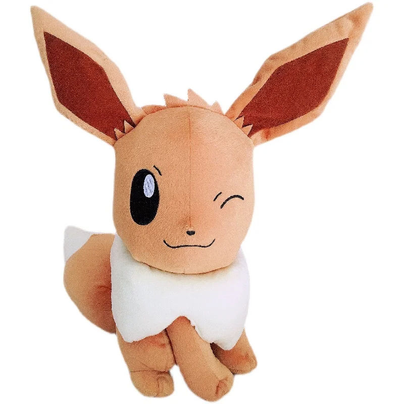 

45cm Cute Winking Eevee Plush Toy Stuffed Anime Smiling Eevee Doll Pokemon Plushies Hug Pillow Xmas Gifts For Child Girl Kids