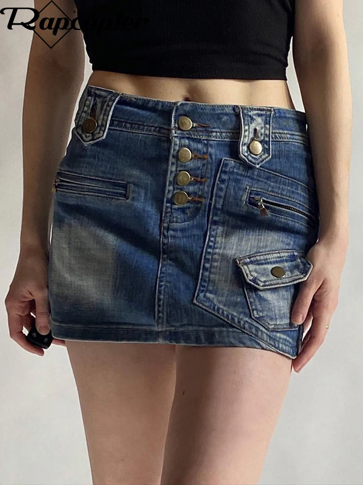 

Юбка-карандаш Женская джинсовая на пуговицах с карманами и завышенной талией