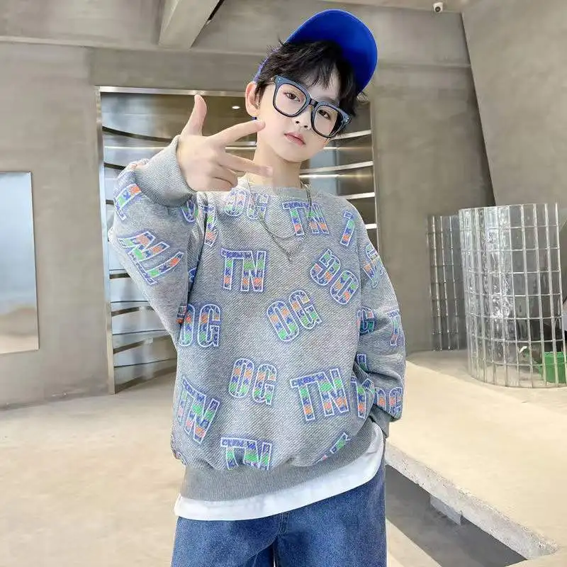 

2022 Spring And Autumn New Children's Leisure Pullovers Middle And Large Children's Loose Sportswear Boys' Sweater