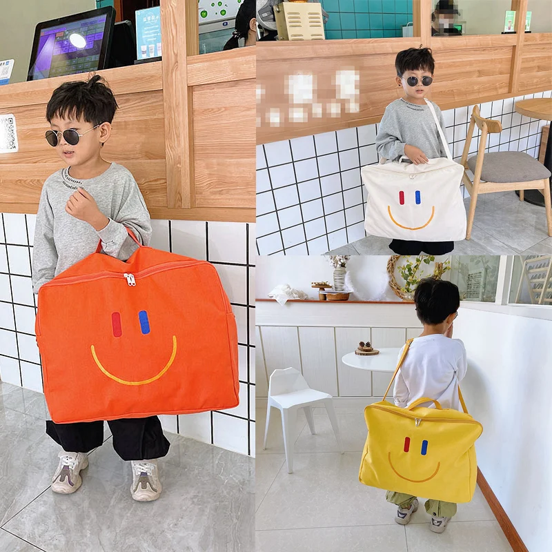 Korean Kindergarten Kid Luggage Bag Child Quilt Storage Bag Mommy Bag Baby Stuff Smile Canvas Waterproof Organizer Free Shipping