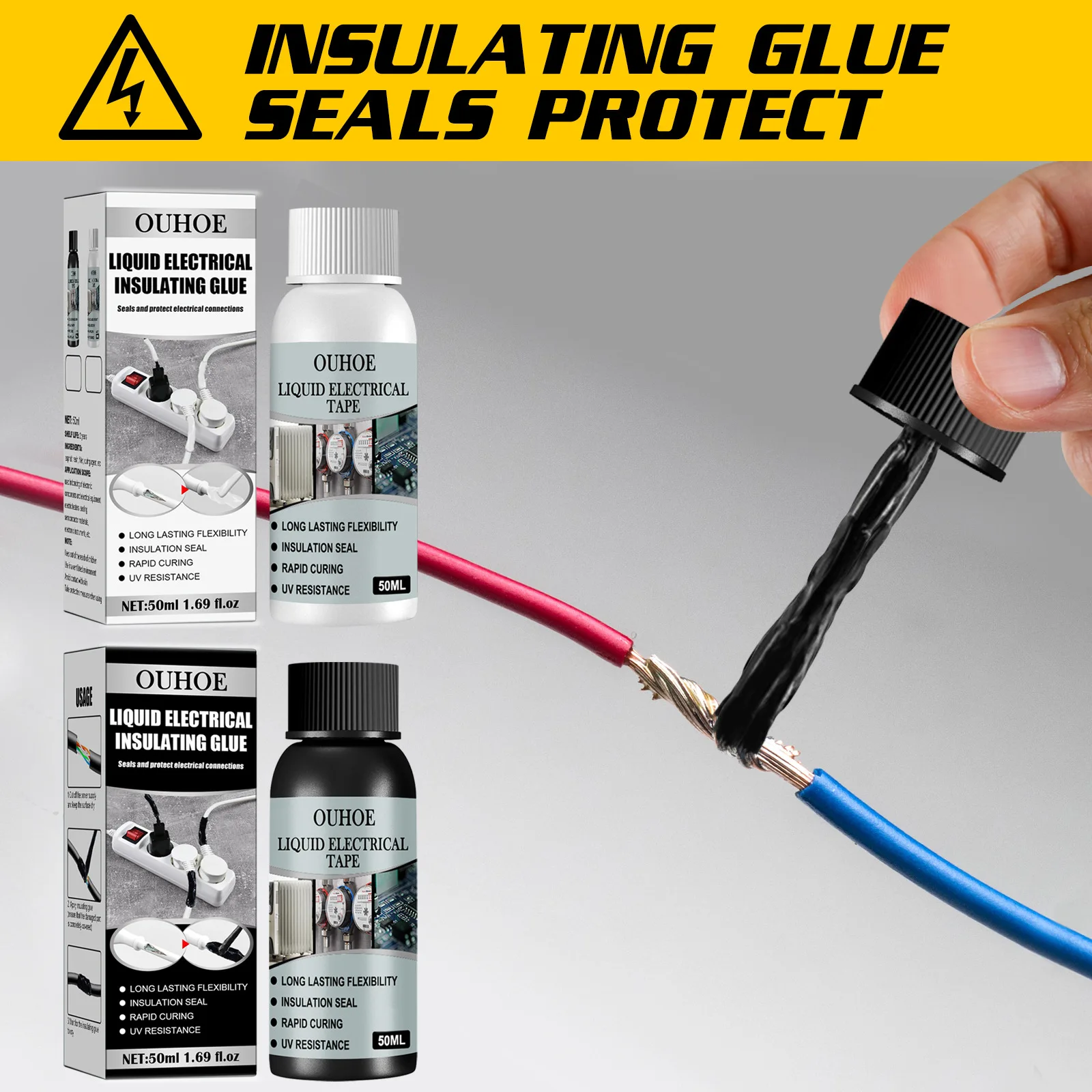 

Waterproof Liquid Insulation Tape Paste Electronic Sealant Insulating Anti UV Fast Dry Glue 50ml for Home Office
