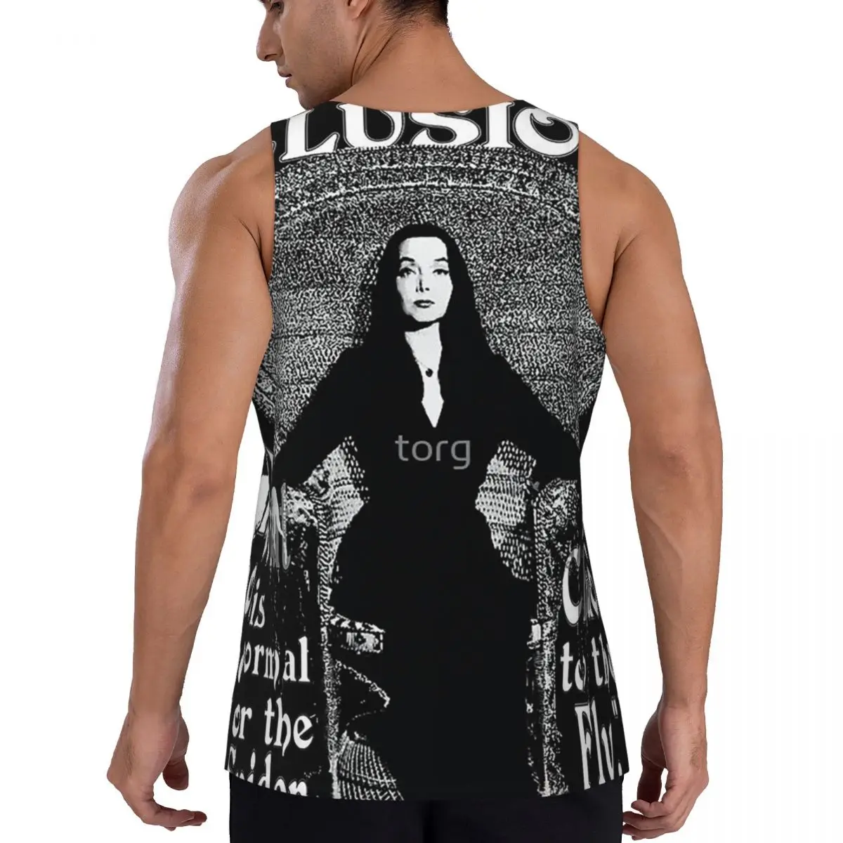Фото Быстросохнущая рубашка без рукавов Morticia Addams Gym Tank Muscle, дышащий жилет для бодибилдинга №3