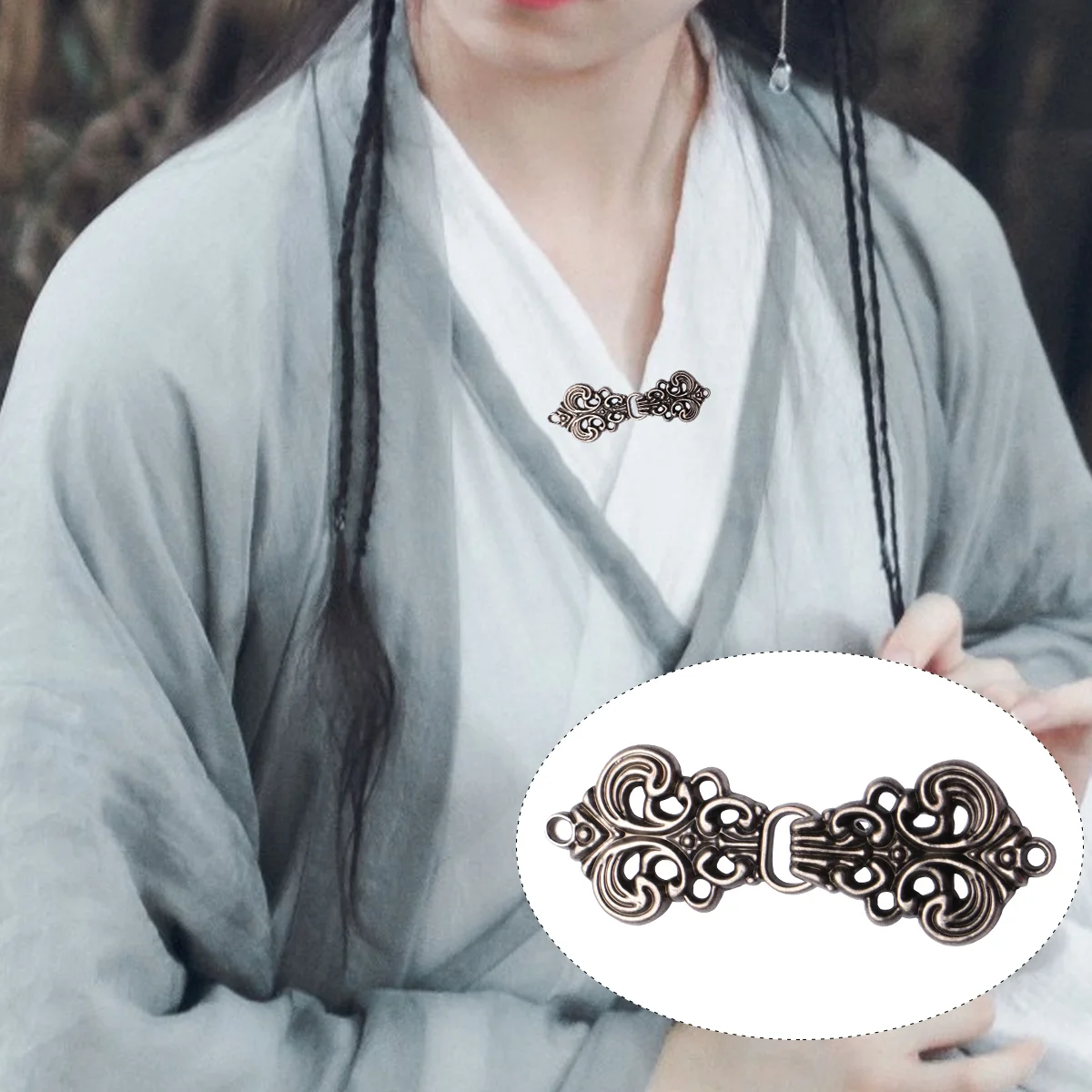 

Clip Collar Shawl Cape Connector Scarves Brooch Dresses Buttons Eyes Cardigan Retro Clasp Sweater Buckles Knot Decor Crafts