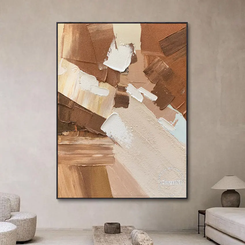 Современная текстильная абстрактная картина маслом для гостиной холст