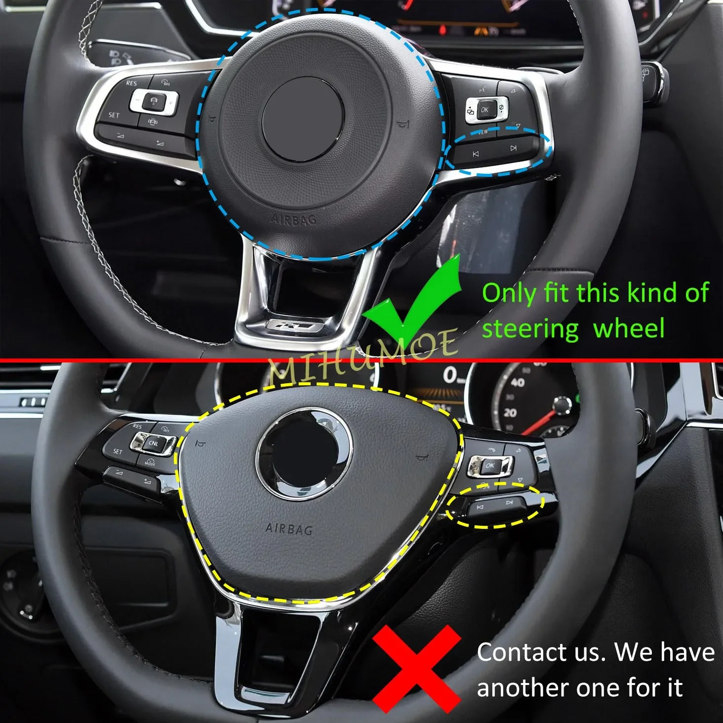 Фото Для VW Volkswagen Golf 7 Polo GTI Jetta GLI Scirocco R рулевое колесо, рычаг переключения передач, накладки переключения передач, глянцевый черный цвет №2