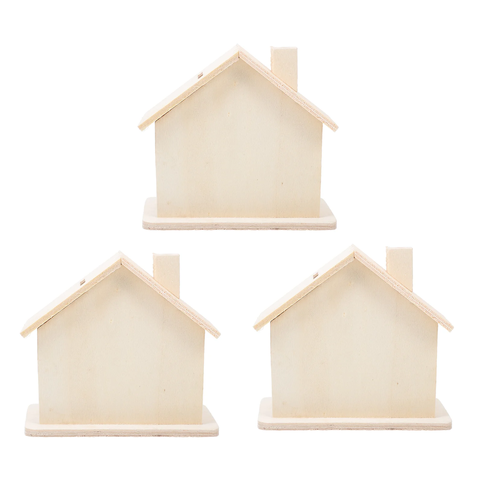 

3 Pcs Boy Piggy Banks Kids Unfinished Cash Saving Box Boys Vintage Wooden Small Houses DIY Coin Jewelry