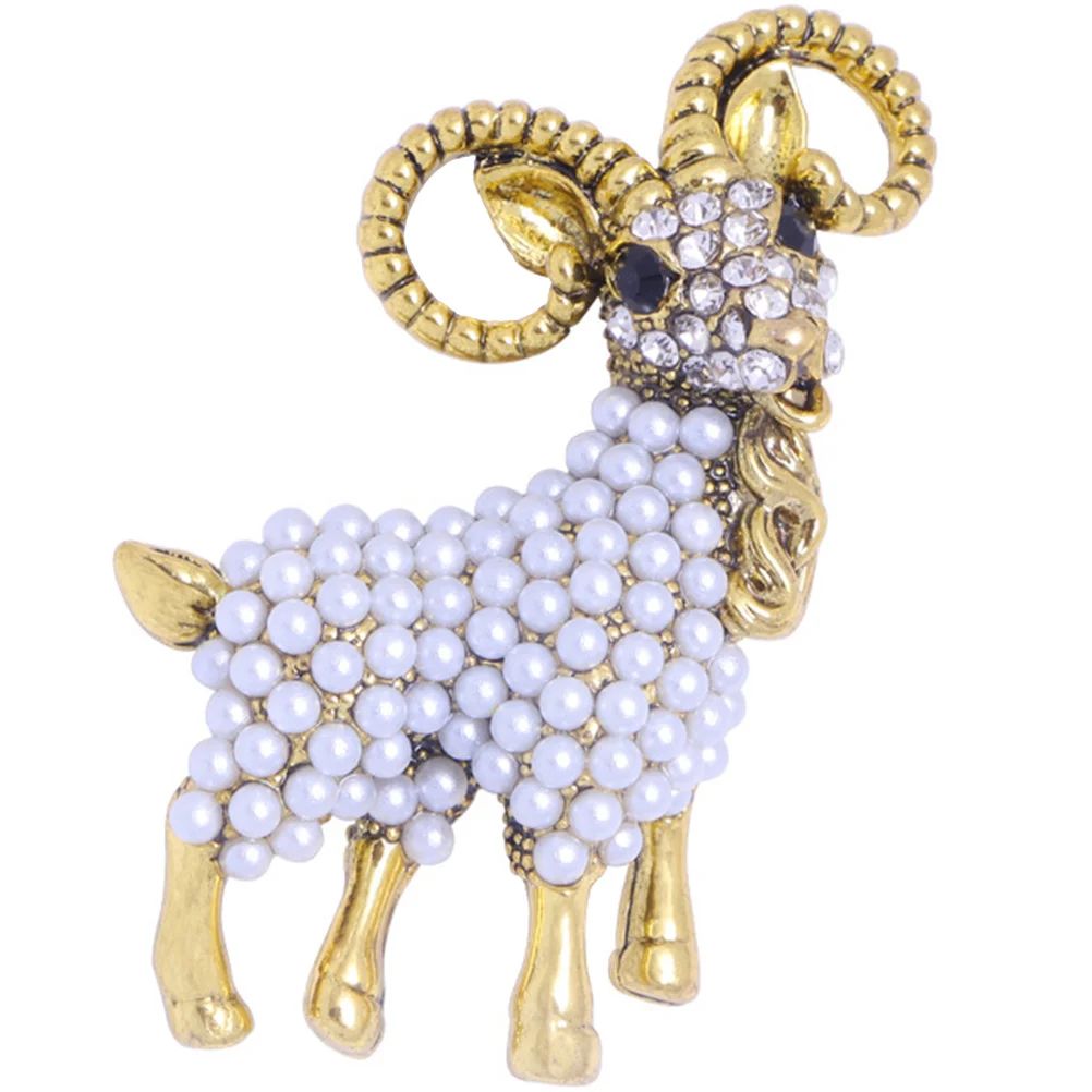 

Rhinestone Decor Pearl Sheep Pin Brooches Women Backpacks Pin Pearl Brooch Shawl Brooch Clip Animal Sheep Brooch