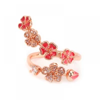 hoyon stud earrings for women design creative style full diamond flower shape 18k rose gold color open adjustable female ring
