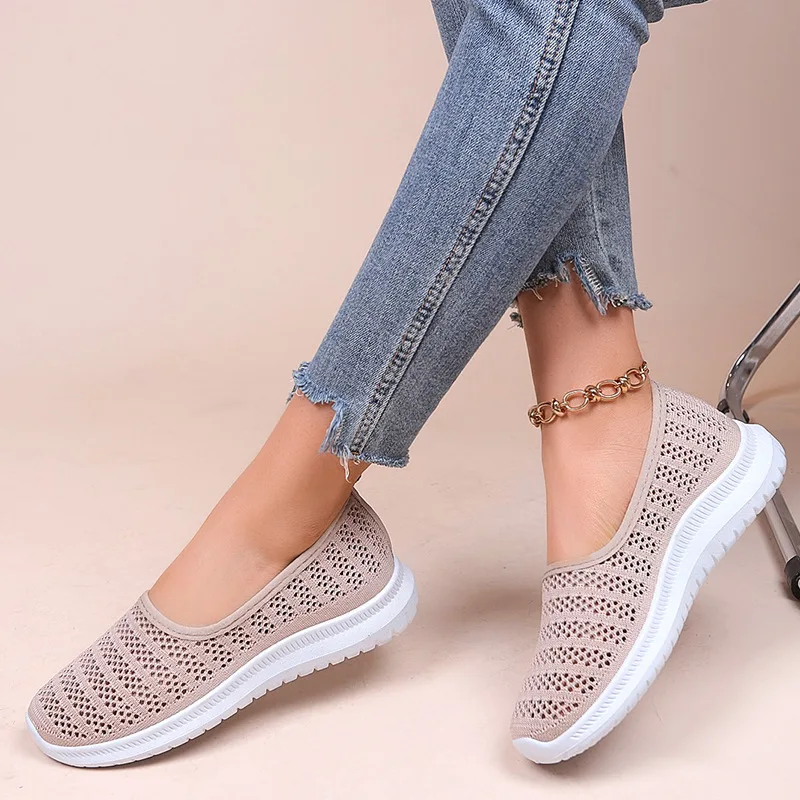 

Summer Fashion Women Loafers Shoes Breathable Mesh Sneakers Shoes Ladies Flat Woven Shoes