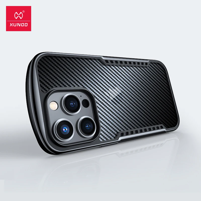

For iPhone 14 Pro Max 14 Plus Case,Airbag Anti-drop Shell,Carbon Fiber Pattern Back Cover with Cooling Vent Game Case чехол