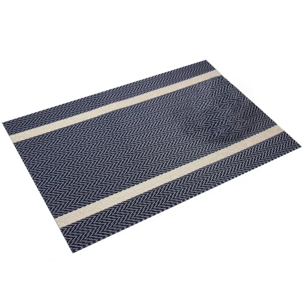 

Table Mat Pads Waterproof Heat-resistant PVC Stripped Pattern Bowl Mat for Restaurant Table Decoration Accessories