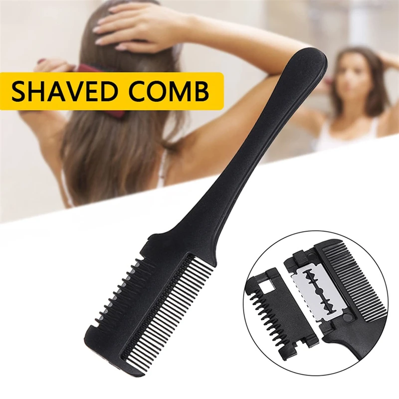 

1Pcs Hair Cutting Comb with Razor Blades Black Handle Hair Brushes for Hair Cutting Thinning Trimmin Hairdressing Styling Tools
