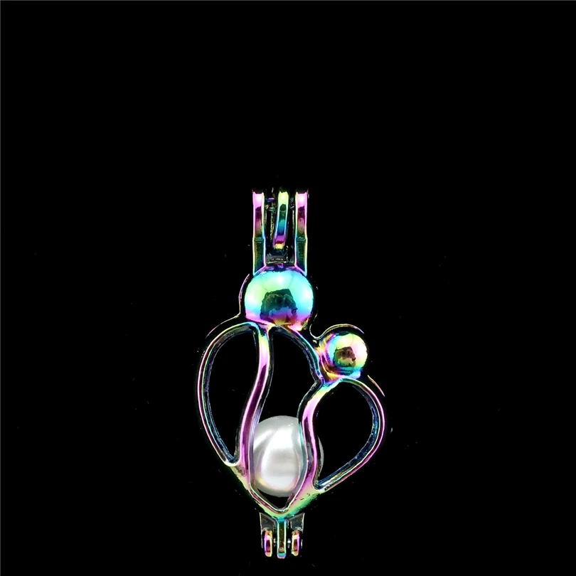 

10PCS Trendy Romance Charm Love Heart Pearl Cage Locket Aromatherapy Diffuser Pendant For Gift Necklace Keychain Jewelry Making