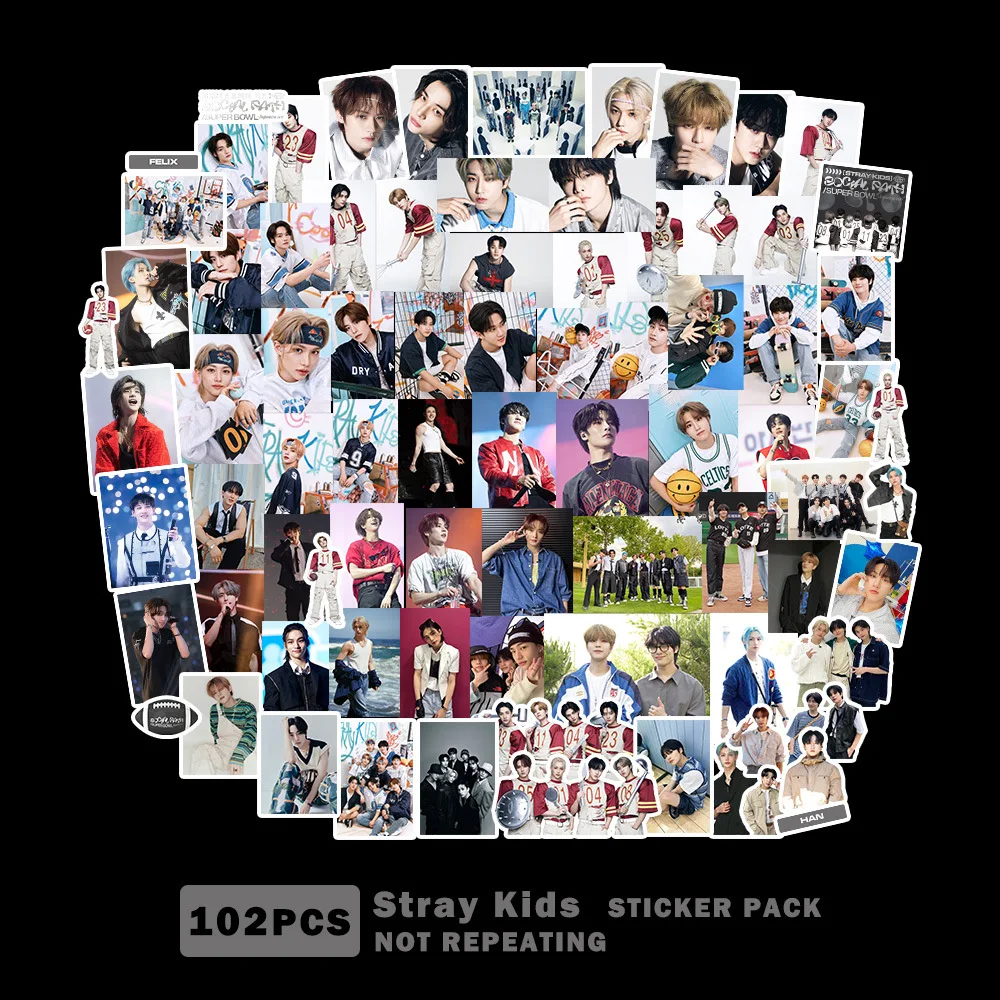 

102Pcs/Set Kpop Stray Kids Sticker New Album Social Path Super Bowl Graffiti Sticker Notebook Decoration Decal Cartoon