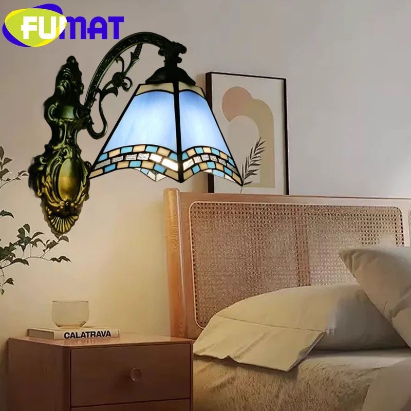 Витражная лампа FUMAT в стиле Тиффани Средиземноморский ретро настенный