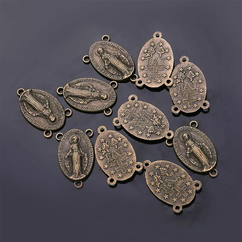 10 шт./Винтажный Бронзовый соединитель католического розария для ожерелья и