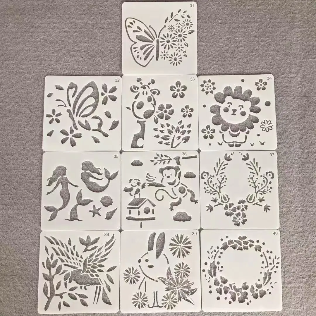 

10Pcs/Set 14cm Zoo Animals Butterfly Mermaid DIY Layering Stencils Painting Scrapbook Coloring Emboss Decorative Template