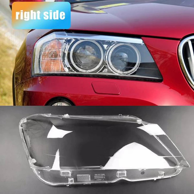 

1Pair Car Front Headlight Head Light Lamp Lens Cover For-BMW X3 F25 2010-2013