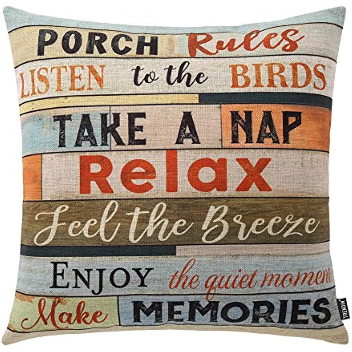 

Square Pillow Cover - 18 X 18 Inch Decorative Throw Pillowcase, Porch Rules