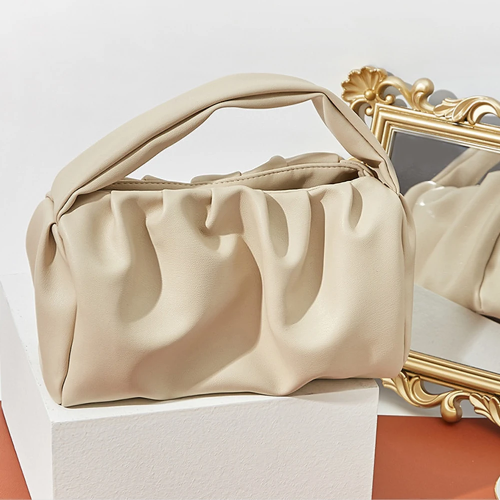 

2022 Women Cloud Bags Soft Leather Hobos Bag Female Pleated Small Shoulder Bag Women Underarm Bag Daily Clutch bolsa feminina