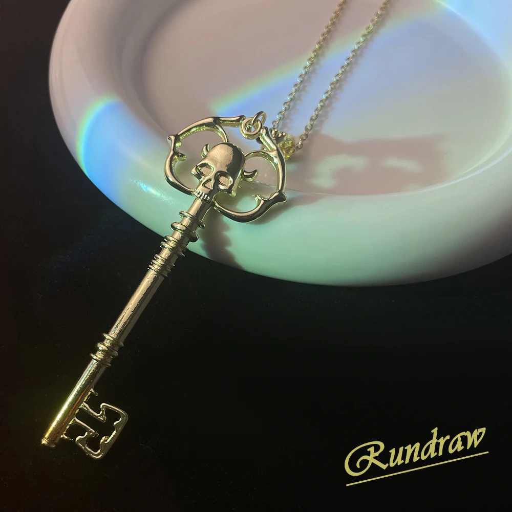 

Rundraw Punk Antique Gold Color Skeleton Key Necklace Creativity Pendant Charm Statement Jewelry Novelty Gothic Style Men Women