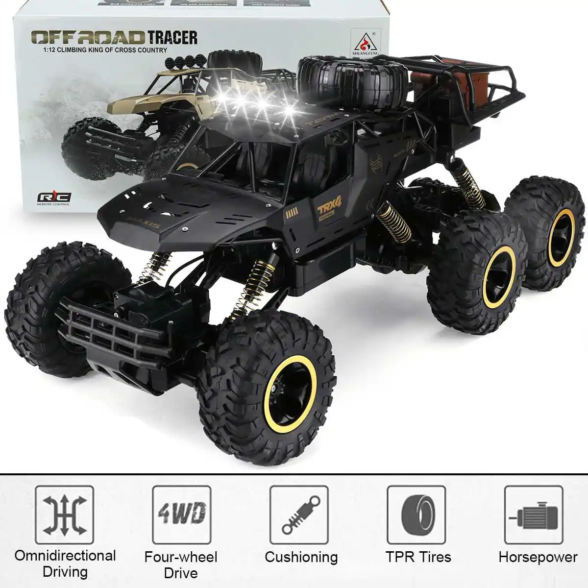 Enlarge 1/12 4WD 6 Wheels Remote Control Car 50km/h High Speed RC Car Electric Monster Truck Vehicle Models Toys for Children